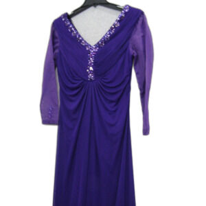Scarlett Womens Purple Dress V neck Long Sleeve Wedding Party Size 14 Petite